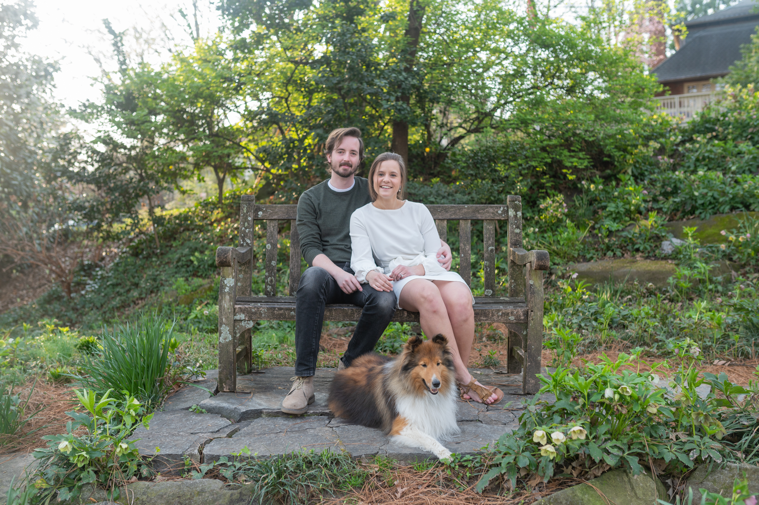 couple with sheltie