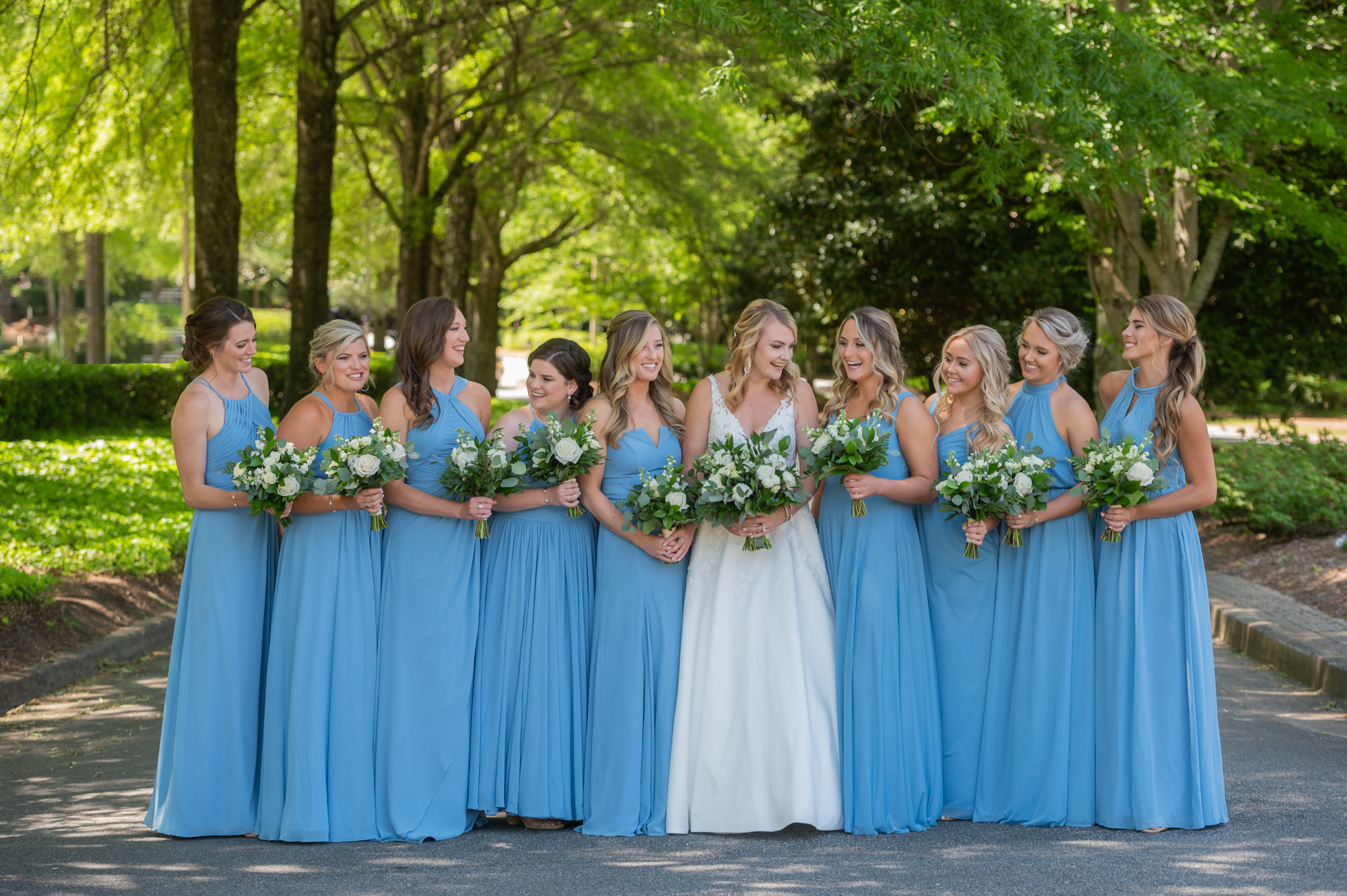 brides with bridesmaids
