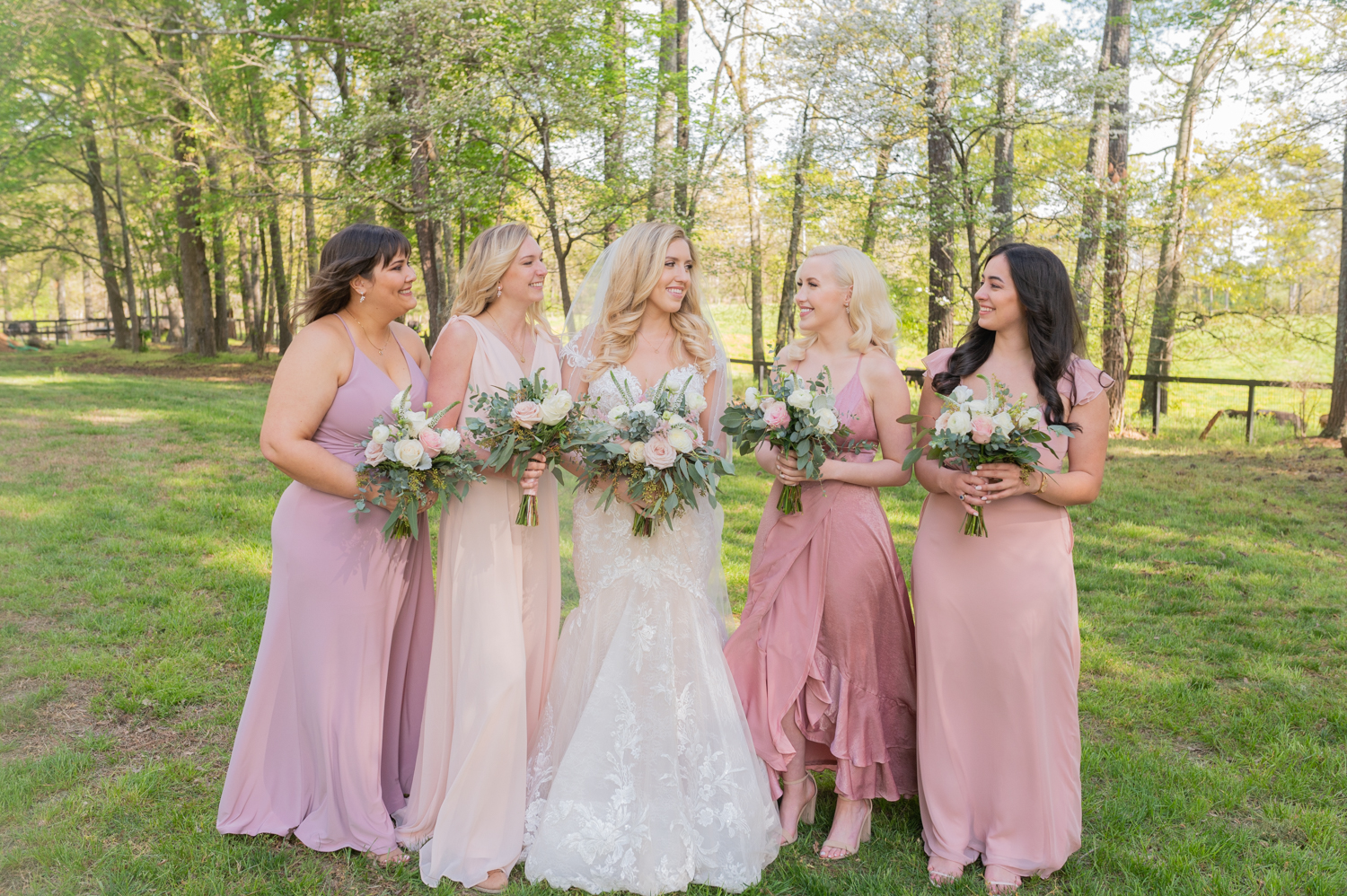 bridal party blush dresses