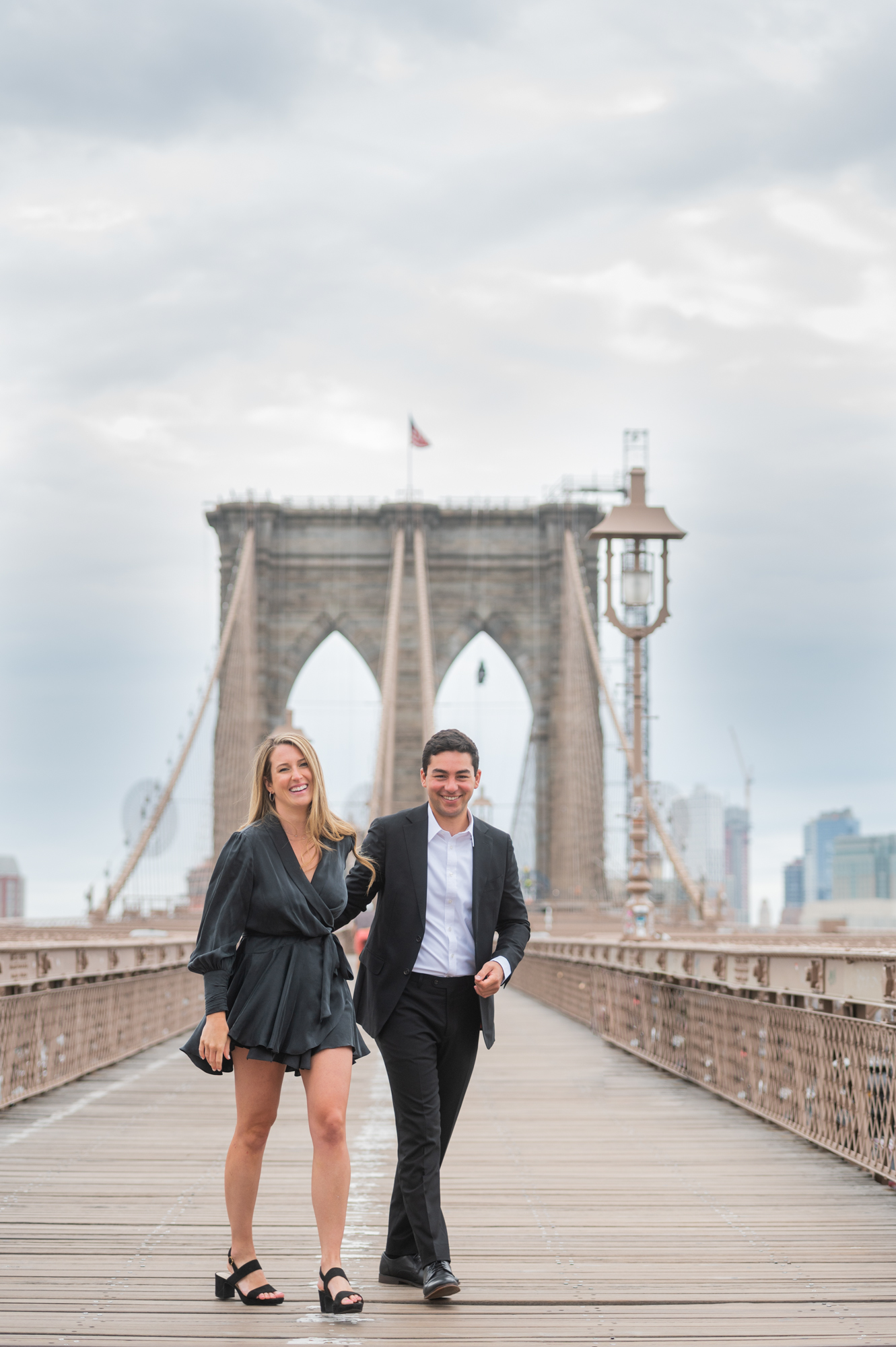 walking on the Brooklyn Bridge