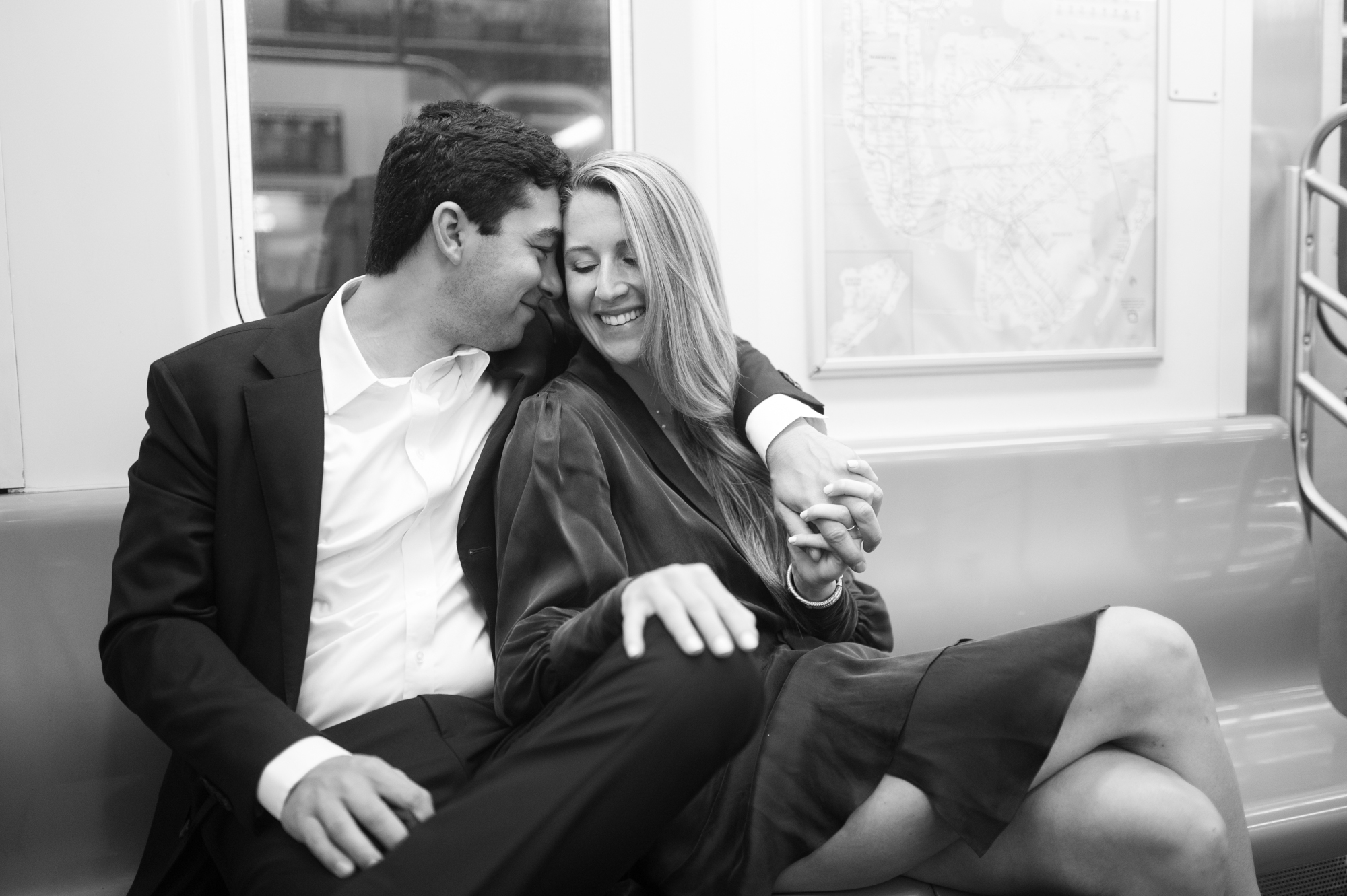 engagement session on NYC subway